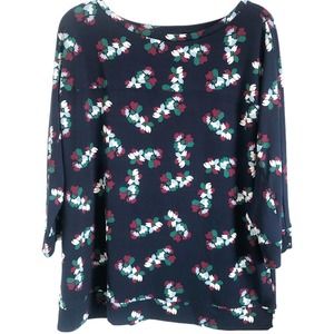 Banana Republic Factory Women's Navy Blue Boatneck 3/4 Sleeve Blouse Size Large